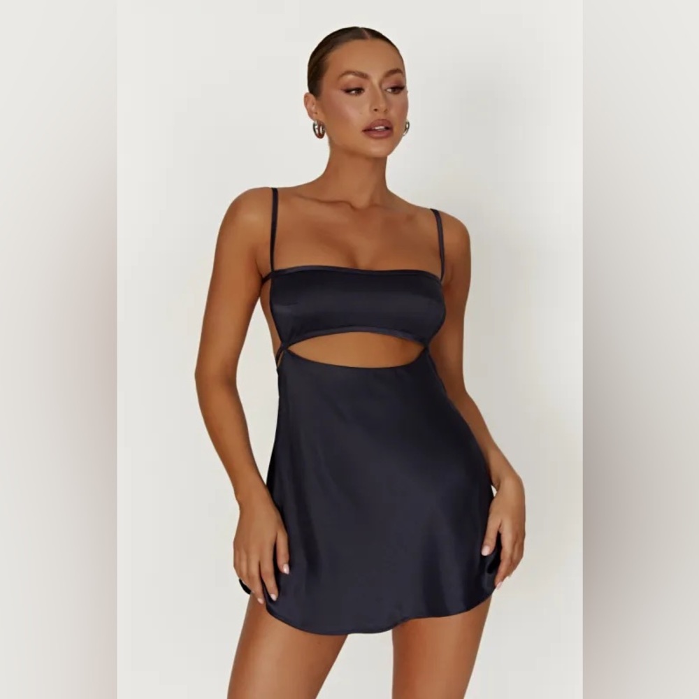 Veda Midnight Black Cutout Slip Dress